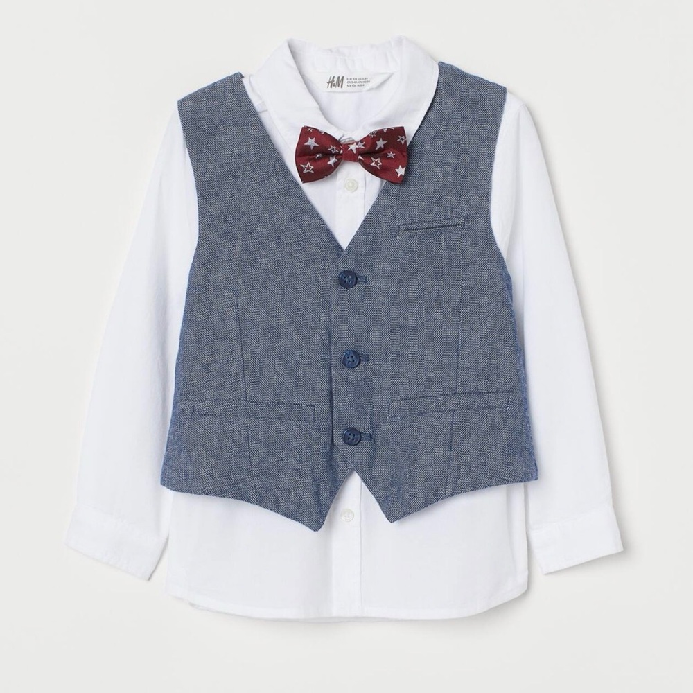 H&M Kids Vest with Red Bow Tie Size 24 Months